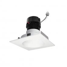 Nora NPRLV-4SNDC27XMPW - 4" Pearl 12V LED Square Retrofit Reflector with Round Aperture, 1150lm / 10W, 2700K, Bright
