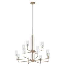 Kichler 52412PN - Kimrose 12 Light Chandelier with Clear Fluted Glass in Polished Nickel and Satin Nickel