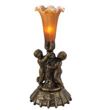 Meyda Green 11476 - 12" High Amber Tiffany Pond Lily Twin Cherub Mini Lamp