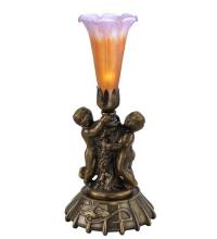 Meyda Green 11500 - 12" High Amber/Purple Tiffany Pond Lily Twin Cherub Mini Lamp