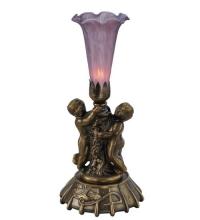Meyda Green 11642 - 12" High Lavender Tiffany Pond Lily Twin Cherub Mini Lamp
