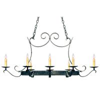 Meyda Green 117018 - 51" Long Handforged Oval 8 Light Pot Rack