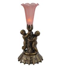 Meyda Green 12522 - 12" High Pink Tiffany Pond Lily Twin Cherub Mini Lamp