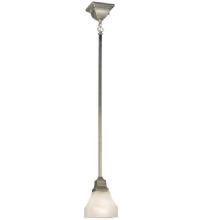 Meyda Green 129072 - 5" Square Bungalow White Alabaster Swirl 1 Light Mini Pendant