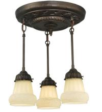 Meyda Green 130778 - 15" Wide White Puffy Rose 3 Light Semi-Flushmount