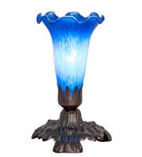 Meyda Green 13420 - 7" High Blue Tiffany Pond Lily Victorian Mini Lamp
