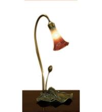 Meyda Green 13509 - 16" High Pink/White Tiffany Pond Lily Accent Lamp