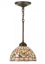 Meyda Green 16211 - 8" Wide Tiffany Turning Leaf Mini Pendant