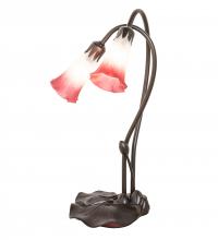 Meyda Green 173759 - 16" High Pink/White Tiffany Pond Lily 2 Light Accent Lamp