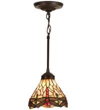 Meyda Green 17527 - 7" Wide Tiffany Hanginghead Dragonfly Mini Pendant
