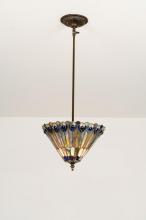 Meyda Green 23199 - 12" Wide Tiffany Jeweled Peacock Inverted Pendant