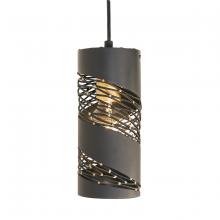 Varaluz 240M01MBFG - Flow 1 Light Cylinder Mini Pendant - Matte Black/French Gold