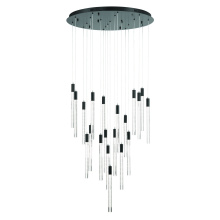 Artcraft AC12140BK - Celine 20 Light Integrated LED Chandelier, Brass with Laser Lined Glass Rods