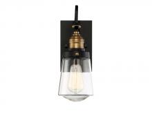 Savoy House 5-2066-51 - Macauley 1-Light Outdoor Wall Lantern in Vintage Black with Warm Brass