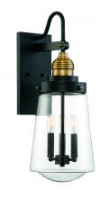 Savoy House 5-2068-51 - Macauley 3-Light Outdoor Wall Lantern in Vintage Black with Warm Brass