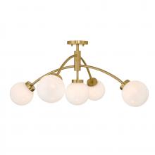 Savoy House 6-6199-5-322 - Redfield 5-Light Semi-Flush in Warm Brass