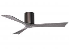 Matthews Fan Company IR3H-BB-BW-52 - Irene-3H - Three Blade Flush Mount Paddle Fan - 52" - Brushed Bronze Finish - Barn Wood Tone Bla