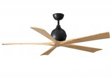 Matthews Fan Company IR5-BK-LM-60 - Irene-5 - 60" Five Blade Paddle Fan - Matte Black Finish - Light Maple Tone Blades