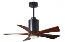 Matthews Fan Company PA5-BK-WA-42 - Patricia-5-42" Five Blade Ceiling Fan-5CCT Integrated LED-Matte Black Finish-Walnut Tone Blades