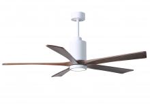 Matthews Fan Company PA5-WH-WA-60 - Patricia-5-60" Five Blade Ceiling Fan-5CCT Integrated LED-Gloss White Finish-Walnut Tone Blades