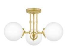 Quoizel LRY1720Y - Landry 3-Light Satin Brass Semi-Flush Mount Light