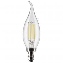 Satco Products Inc. S21298 - 4 Watt CA10 LED Filament; Clear; Candelabra base; 90 CRI; 4000K; 120 Volt