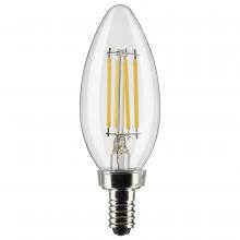 Satco Products Inc. S21820 - 4 Watt B11 LED Filament; Clear; Candelabra Base; 3000K; 350 Lumens; 120 Volt; 2-Pack