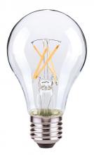 Satco Products Inc. S12462 - 8 Watt A19 LED Filament; Clear; 2700K; Medium Base; 120 Volt; 4-Pack