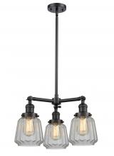 Innovations Lighting 207-BK-G142-LED - Chatham - 3 Light - 24 inch - Matte Black - Stem Hung - Chandelier