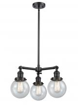 Innovations Lighting 207-BK-G204-6-LED - Beacon - 3 Light - 19 inch - Matte Black - Stem Hung - Chandelier