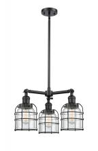 Innovations Lighting 207-BK-G52-CE-LED - Bell Cage - 3 Light - 19 inch - Matte Black - Stem Hung - Chandelier