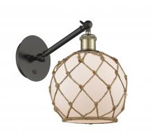 Innovations Lighting 317-1W-BAB-G121-8RB-LED - Farmhouse Rope - 1 Light - 8 inch - Black Antique Brass - Adjustable Sconce