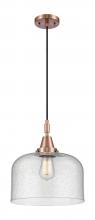 Innovations Lighting 447-1P-AC-G74-L - Bell - 1 Light - 12 inch - Antique Copper - Mini Pendant