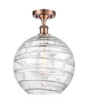 Innovations Lighting 516-1C-AC-G1213-12CL - Athens Deco Swirl - 1 Light - 12 inch - Antique Copper - Semi-Flush Mount