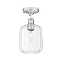 Innovations Lighting 616-1F-SN-G460-7CL - Preston Cylinder - 1 Light - 7 inch - Brushed Satin Nickel - Semi-Flush Mount