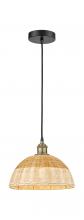 Innovations Lighting 616-1P-BAB-NBD2-12-NAT - Natural Ballston Dome - 1 Light - 6 inch - Black Antique Brass - Cord hung - Mini Pendant