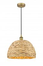 Innovations Lighting 616-1P-BB-RBD-16-NAT - Woven Rattan - 1 Light - 16 inch - Brushed Brass - Cord hung - Mini Pendant