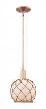 Innovations Lighting 716-1S-AC-G121-8RB - Farmhouse Rope - 1 Light - 8 inch - Antique Copper - Stem hung - Mini Pendant
