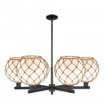 Innovations Lighting 716-6CR-BK-G121-10RB - Farmhouse Rope - 6 Light - 40 inch - Matte Black - Stem hung - Chandelier