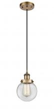 Innovations Lighting 916-1P-BB-G202-6 - Beacon - 1 Light - 6 inch - Brushed Brass - Cord hung - Mini Pendant