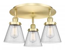 Innovations Lighting 916-3C-SG-G64 - Cone - 3 Light - 18 inch - Satin Gold - Semi-Flush Mount
