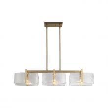 Golden 3164-LP BCB-HWG - Aenon Linear Pendant in Brushed Champagne Bronze with Hammered Water Glass