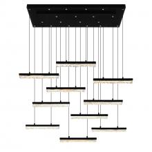 CWI Lighting 1588P48-10-101 - Stagger Integrated LED 48in Black Chandelier with Handcrafted Glass