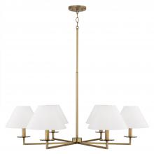 Capital 452261AD - 6-Light Chandelier in Aged Brass with White Fabric Stay-Straight Shades