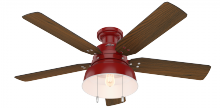 Hunter 59312 - Hunter 52 inch Mill Valley Barn Red Low Profile Damp Rated Ceiling Fan with LED Lt Kit