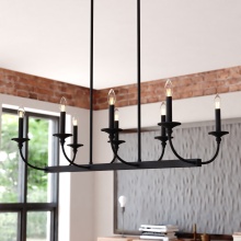 Vaxcel International H0315 - Durham 36-in. W 8 Light Linear Chandelier Matte Black