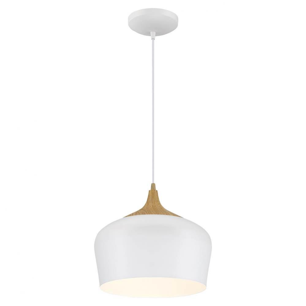 Blend LED 12 inch White with Wood Grain Pendant