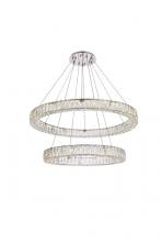 Elegant 3503G36C - Monroe 36 inch LED double ring chandelier in chrome