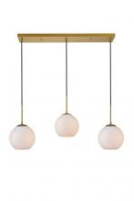 Elegant LD2237BR - Baxter 3 Lights Brass Pendant With Frosted White Glass