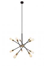 Elegant LD8003D28BK - Axel Collection Chandelier D27.2 H32.5 Lt:10 Black and Brass Finish
